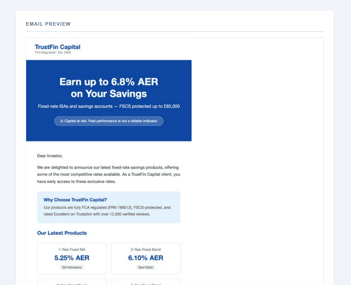 Rendered marketing email preview